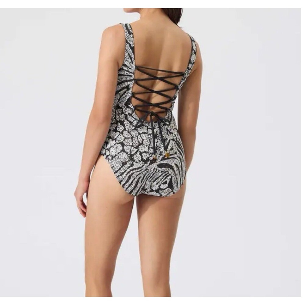 Tommy Bahama Playa Brava Reversible One Piece Swimsuit Blk & White Size 6 - NWT - Picture 2 of 11